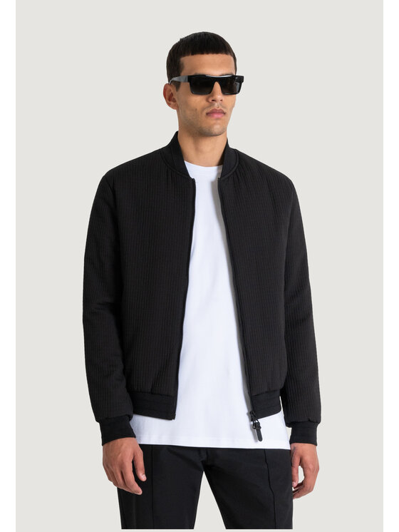 Antony Morato Antony Morato Μπόμπερ μπουφάν BOMBER REGULAR FIT WITH SILICONE PATCH Μαύρο Regular Fit