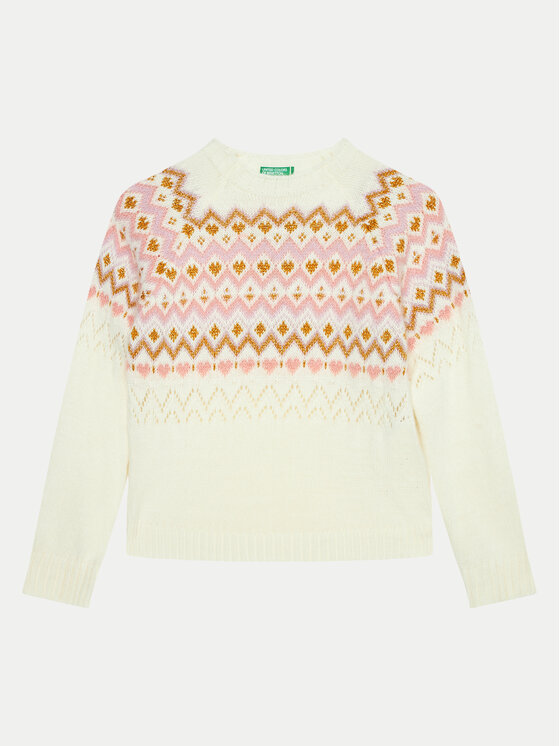 Dziewczęcy Sweter United Colors Of Benetton, Rozmiar 130, Écru, 1176Q107K