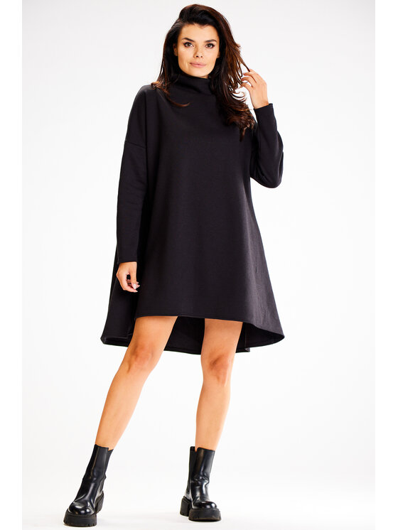 Awama Awama Úpletové šaty A609 Čierna Basic Fit