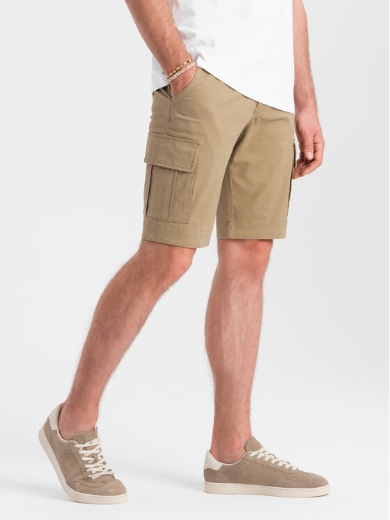 Ombre Ombre Šortky z materiálu OM-SRCG-0133 Hnědá Cargo Fit