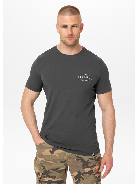 PITBULL PITBULL T-Shirt Slim Fit USA CAL Szary Regular Fit