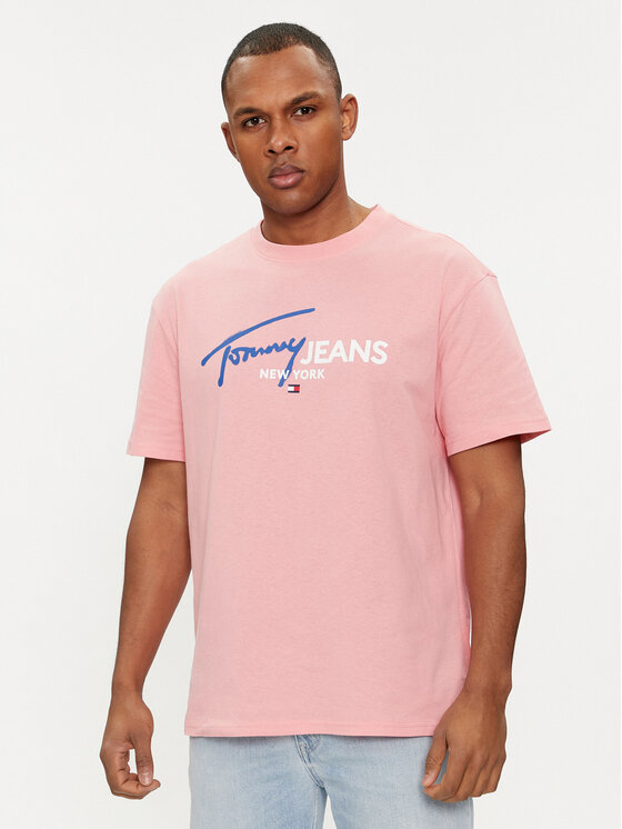 Tommy Jeans Tricou Spray Pop Color DM0DM18572 Roz Regular Fit