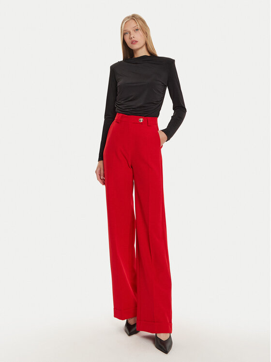 Maryley Maryley Hlače iz tkanine 24IB563/43MA Rdeča Regular Fit