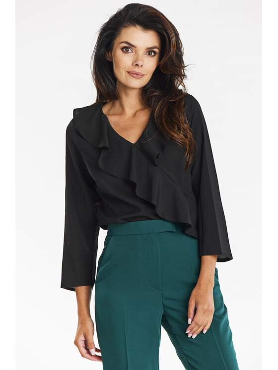 Awama Awama Blúzka A688 Čierna Basic Fit