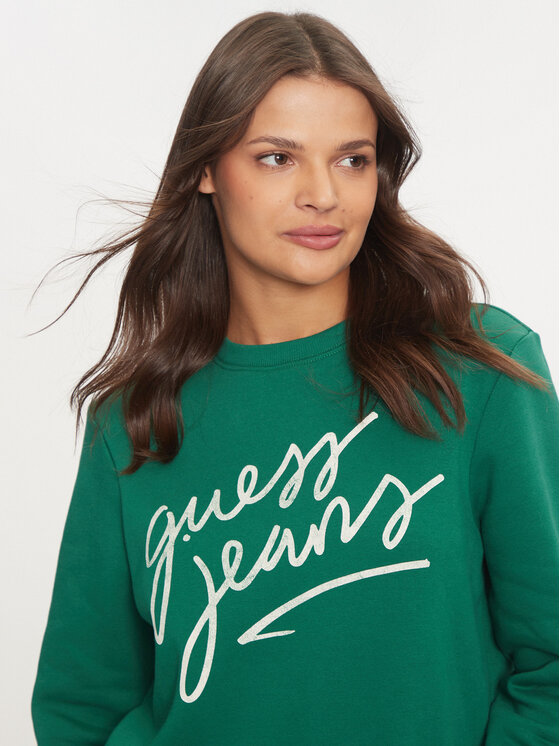 Guess Guess Majica dugih rukava W4BQ17 KC811 Zelena Regular Fit
