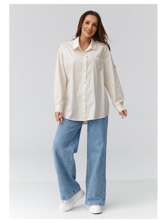 Makadamia Makadamia Koszula C46 Beżowy Loose Fit