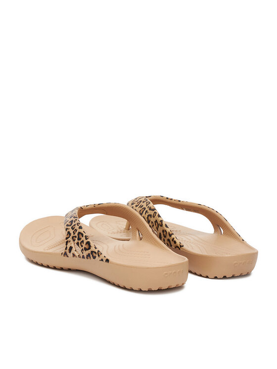 Crocs Japonki KADEE II LEOPARD FLIP W 206398-98R Beżowy