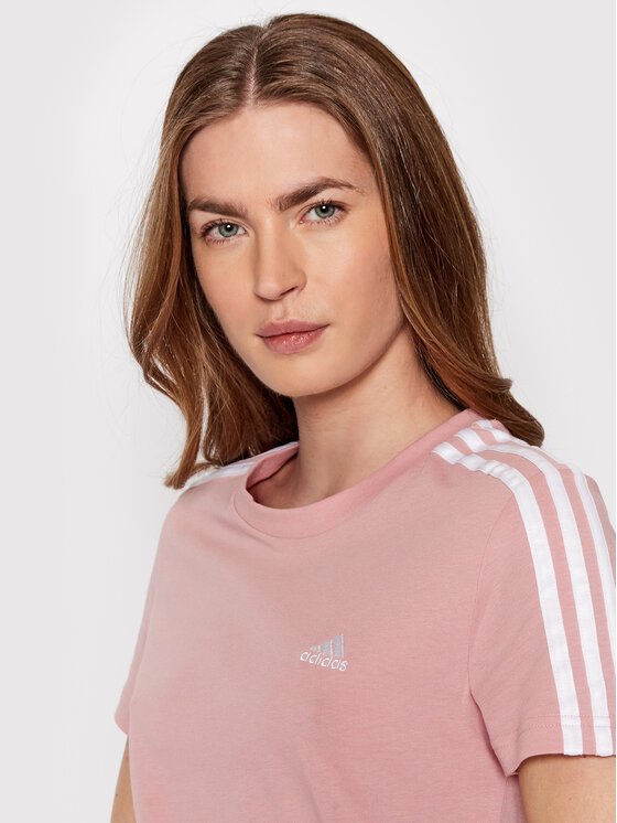 Adidas T Shirt Essentials 3 Stripes Hf7236 Rosa Slim Fit Modivo De