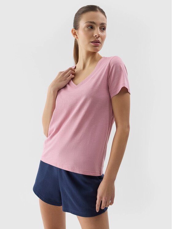 4F 4F T-Shirt 4FWSS24 TTSHF1162 56S JASNY RÓŻ XS Ροζ Regular Fit