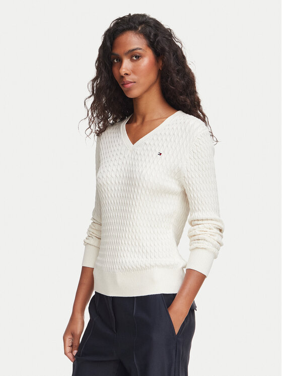 Tommy Hilfiger Pulover WW0WW44987 Crem Regular Fit