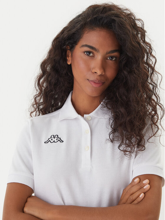 Kappa Kappa Тениска с яка и копчета Logo Sharas Wss 302B3C0 Бял Regular Fit
