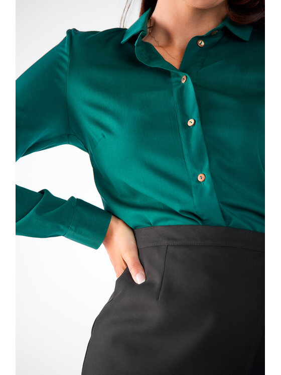 Awama Awama Koszula A526 Zielony Basic Fit
