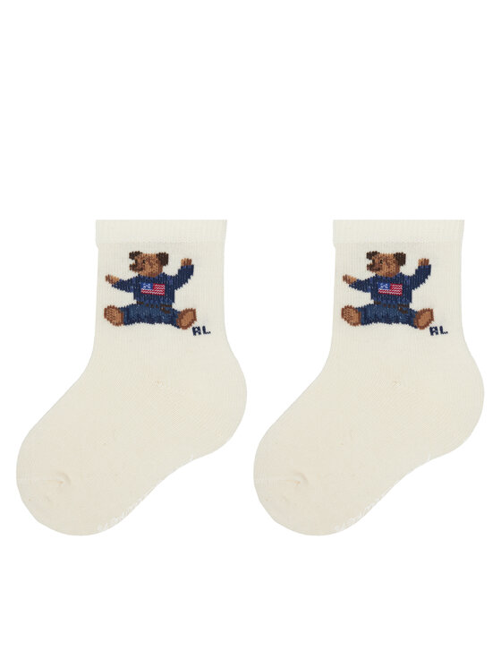 Polo Ralph Lauren Zestaw 3 par wysokich skarpet dziecięcych 441P03156001 Écru