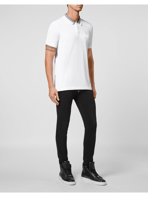 PHILIPP PLEIN PHILIPP PLEIN Polo 10407 Biały Slim Fit