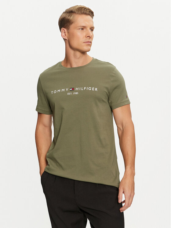Tommy Hilfiger Tommy Hilfiger T-Shirt Logo MW0MW11797 Zelená Slim Fit