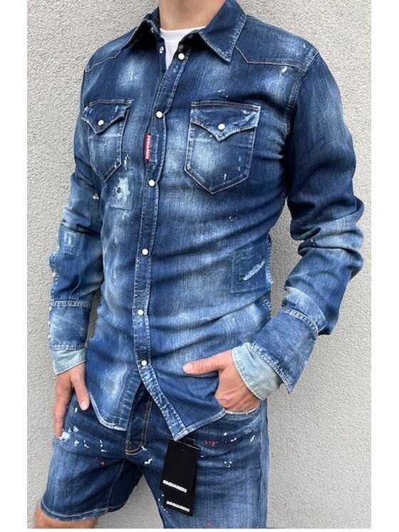 Dsquared2 Dsquared2 džínová košile S71DM0423 S30341 470 Modrá Slim Fit