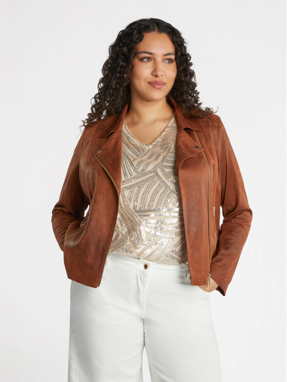 Fiorella Rubino Fiorella Rubino Giacca in similpelle R331T001180N022 Marrone Regular Fit