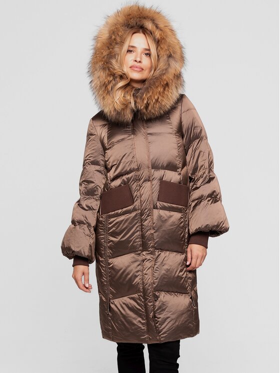 Perso Perso Kurtka damska BLH252519FXR Brązowy Regular Fit