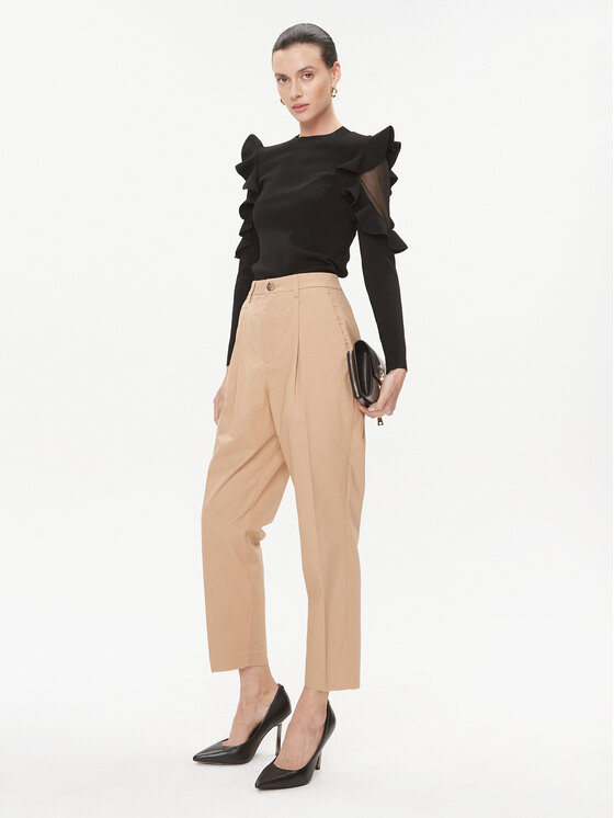 Ted Baker Ted Baker Kalhoty z materiálu Maryiah 271688 Béžová Regular Fit