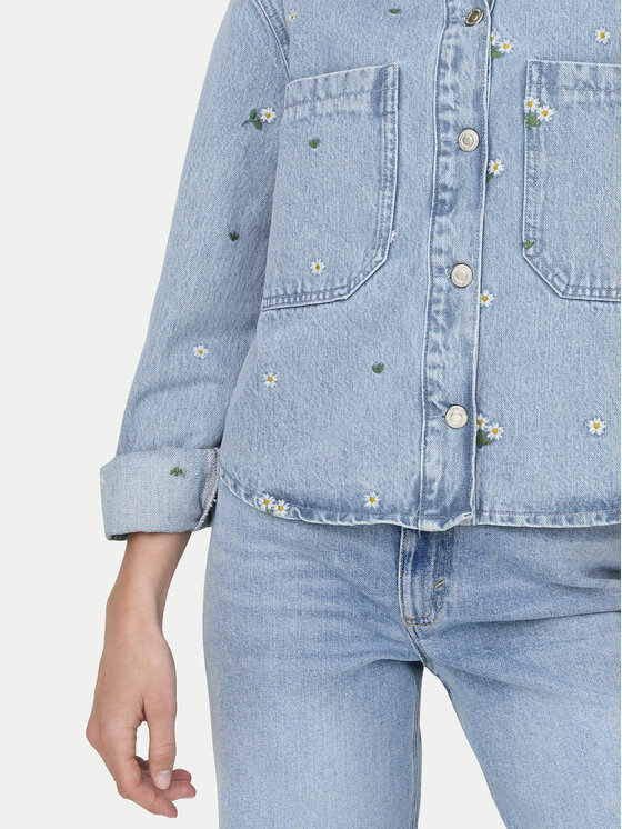 ONLY ONLY džínsová košeľa Cassie 15349520 Modrá Oversize