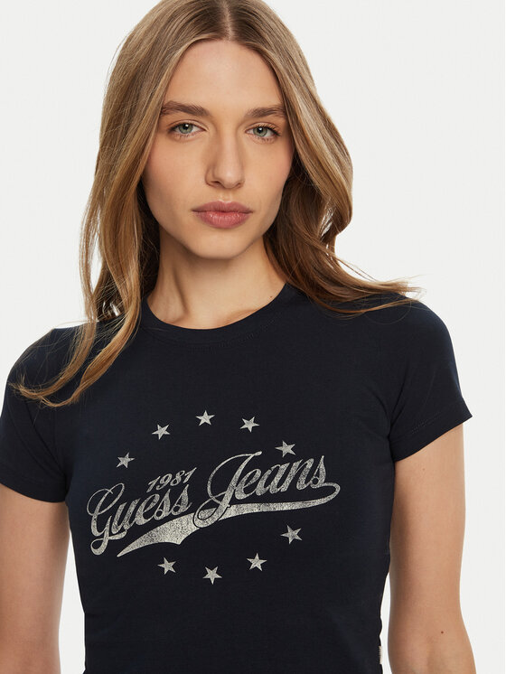 Guess Jeans Guess Jeans T-shirt W5RI59 J1314 Tamnoplava Regular Fit