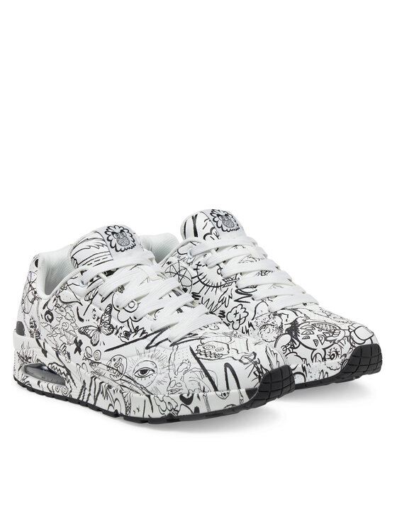 Skechers Skechers Sneakersy UNO Printed Lace-Up 183501/WBK Biały