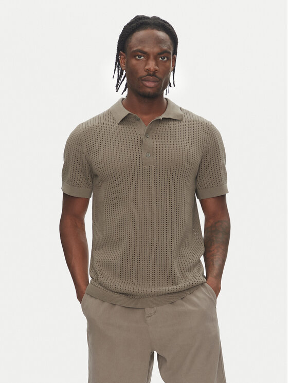 Lindbergh Lindbergh Polo marškinėliai 30-804126 Smėlio Relaxed Fit