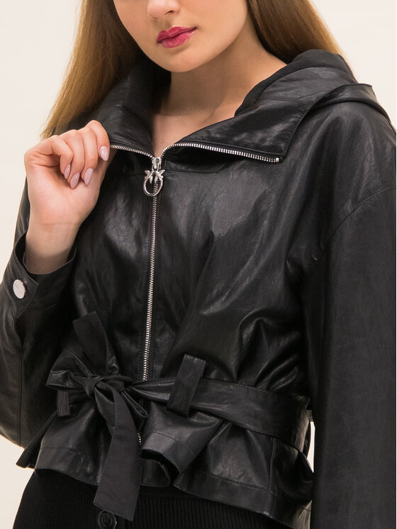 PINKO Pinko Jakna iz umetnega usnja Miglio PE 20 BLK01 1G14LG 7866 Črna Regular Fit