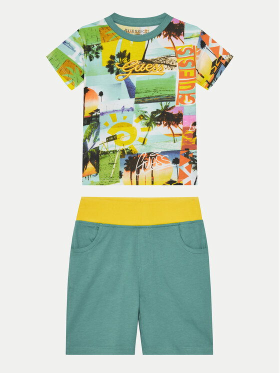 Komplet t-shirt i spodenki Guess, Rozmiar 3Y, Kolorowy, N5GG11 K8HM4