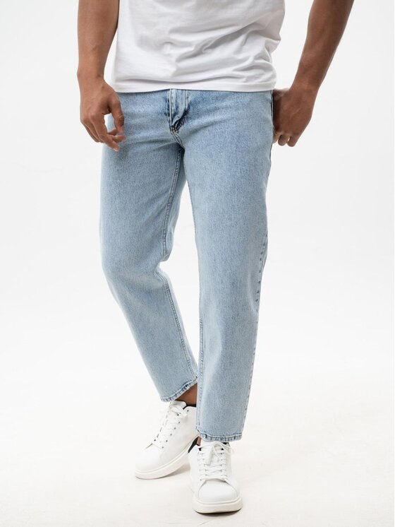 Jigga Wear Jigga Wear Jeansy Spodnie Jeansowe Carrot Męskie Sprane Jasne Niebieskie Jigga Wear Crown M Niebieski Carrot Fit
