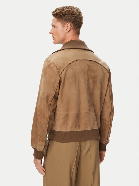 HUGO HUGO Кожено яке 50567441 Бежов Regular Fit