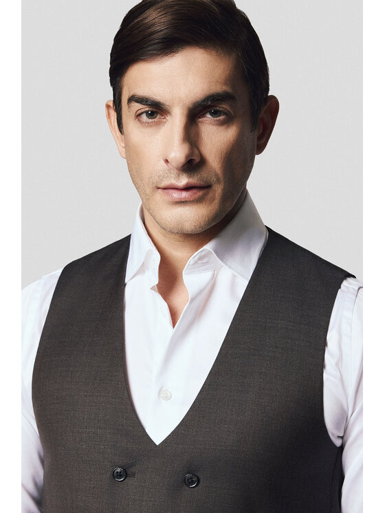 Lancerto Lancerto Kamizelka Trani KA073125000003 Brązowy Slim Fit