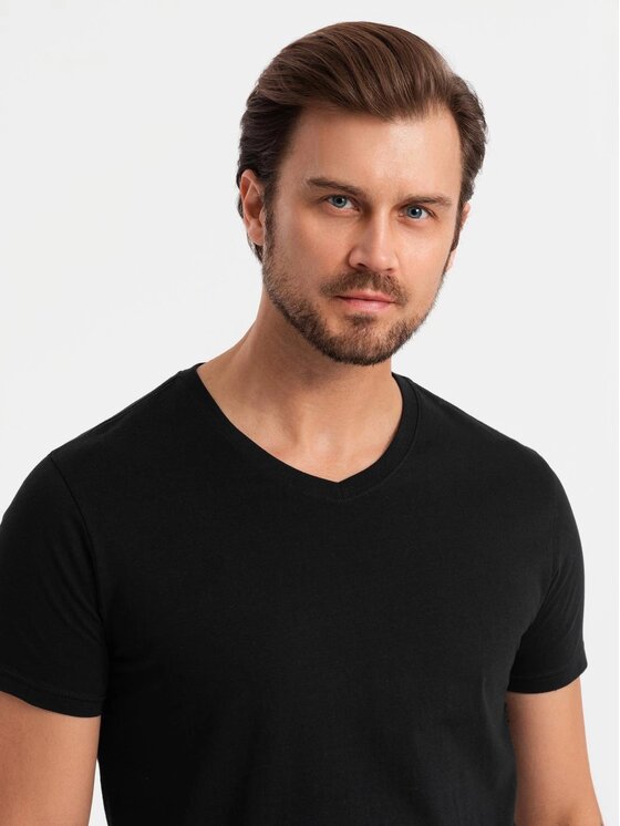 Ombre Ombre Komplet 3 t-shirtów OM-TSBS-0233 Zielony Regular Fit