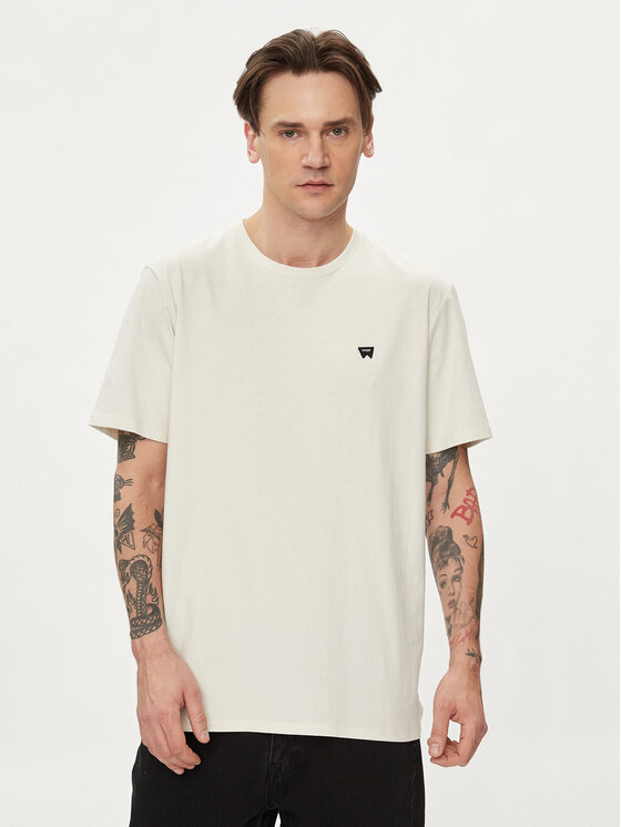 Wrangler Wrangler T-Shirt Sign Off 112351234 Εκρού Regular Fit