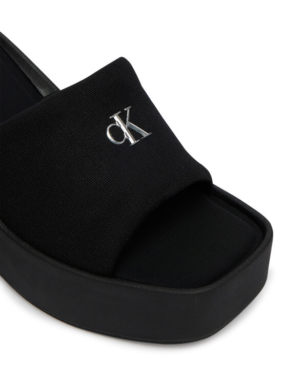Calvin Klein Calvin Klein Šľapky Wedge 70 Sndl Canv Mg HW0HW03134 Čierna