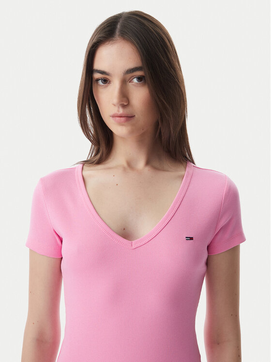 Tommy Jeans Tommy Jeans Marškinėliai Essential DW0DW17385 Šviesiai rožinė Slim Fit