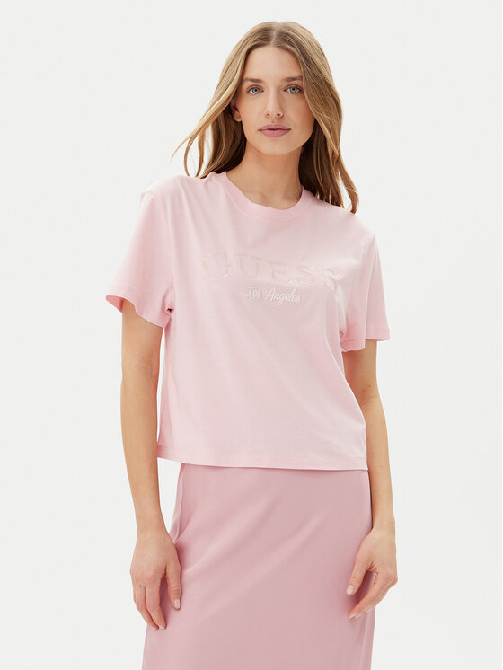 Guess Guess T-Shirt V5GI09 K9RM1 Różowy Regular Fit