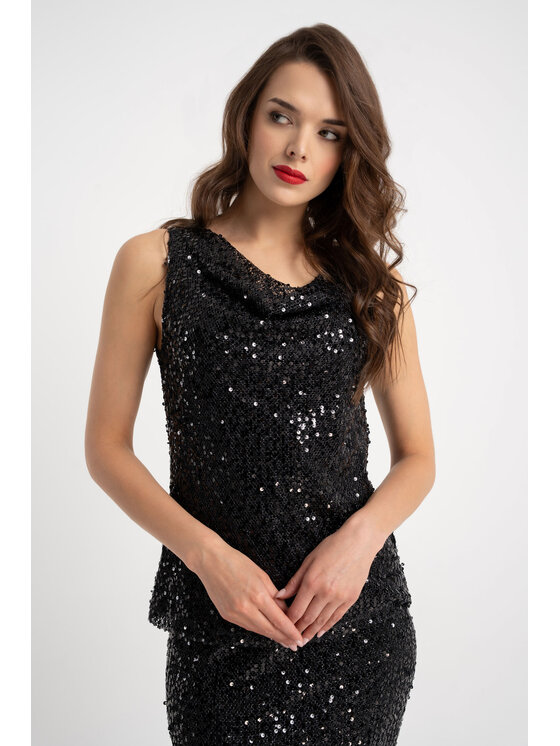 CLICK CLICK Bluzka 10-6964 Czarny Fitted Fit