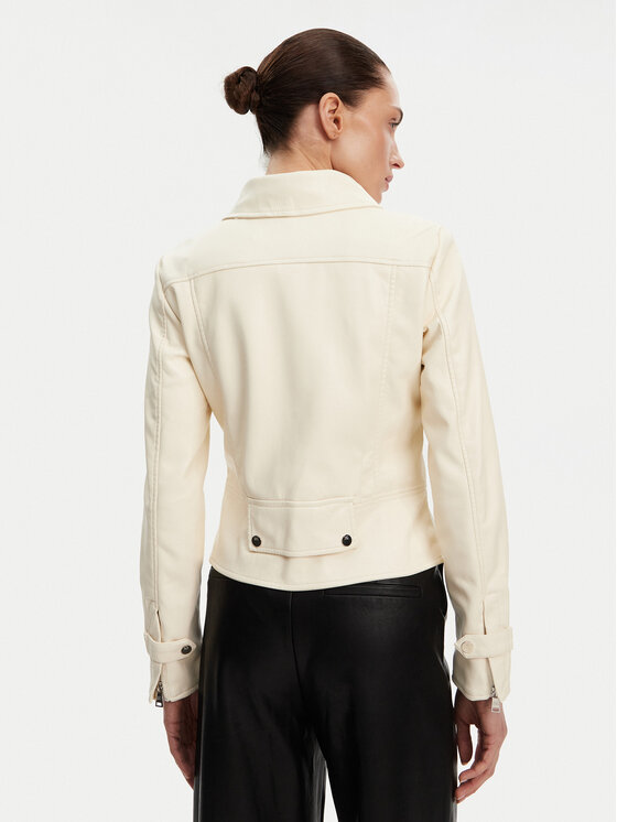 Rinascimento Rinascimento Bunda z imitácie kože CFC0119619003 Écru Regular Fit