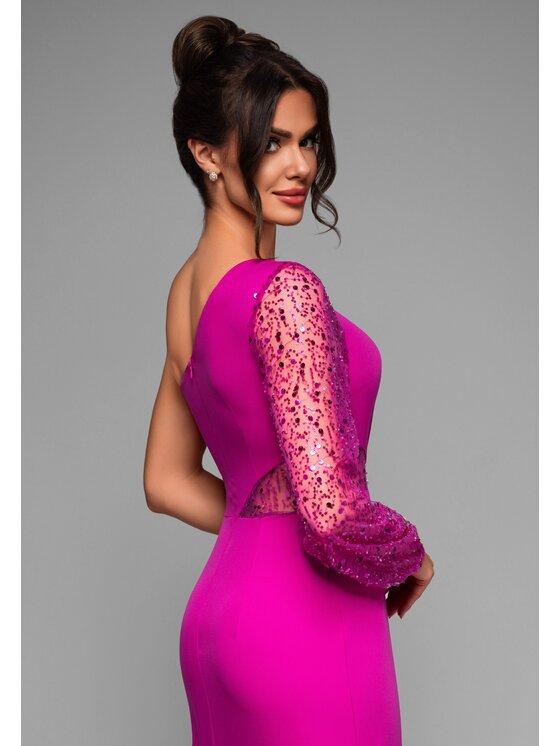 Ombre Ombre Večerní šaty LA-OM-DLR011 Růžová Regular Fit