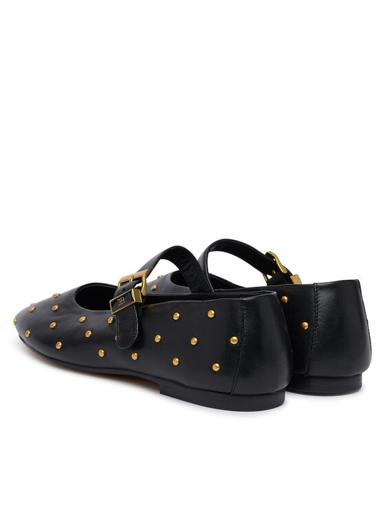 Tommy Hilfiger Tommy Hilfiger Balerīnas Th Buckle Leather Stud Ballerina FW0FW09541 Melns