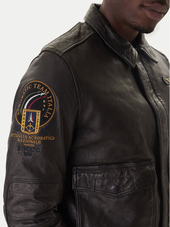 Aeronautica Militare Aeronautica Militare Kožená bunda 252PN0963U100839 Černá Regular Fit