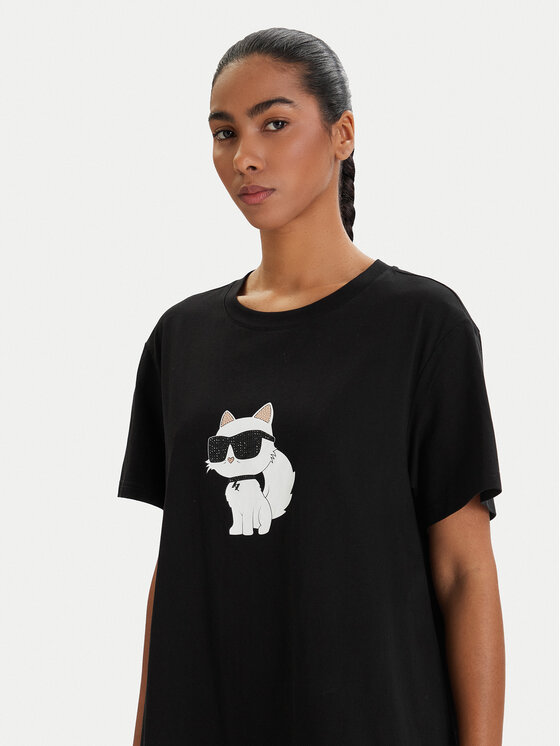 KARL LAGERFELD KARL LAGERFELD Spavaćica B1W45003 Crna Relaxed Fit