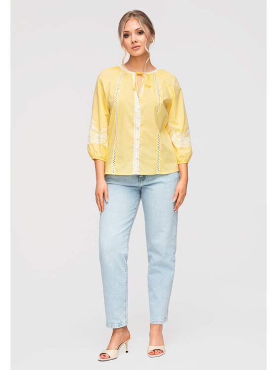 Ombre Ombre Koszula OW-SH-E0042 Żółty Loose Fit