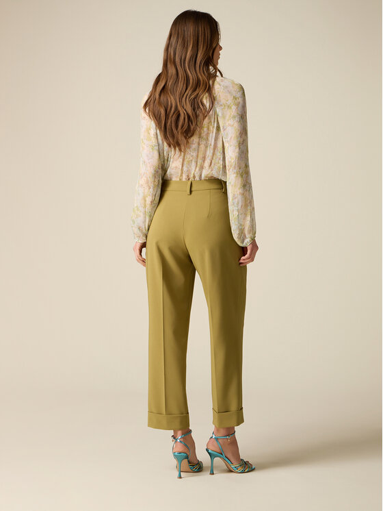 Oltre Oltre Spodnie materiałowe P04YR009466N025 Zielony Cropp Fit