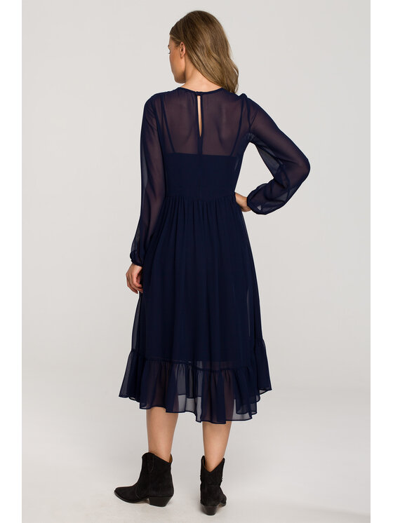Stylove Stylove Každodenné šaty S319 Tmavomodrá Regular Fit