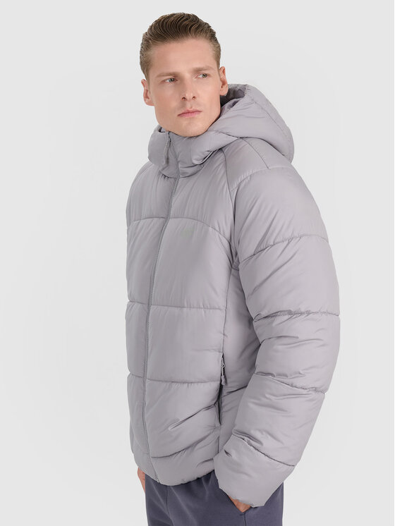 4F 4F Kurtka puchowa MIDSHOP TEXTILE Szary Regular Fit