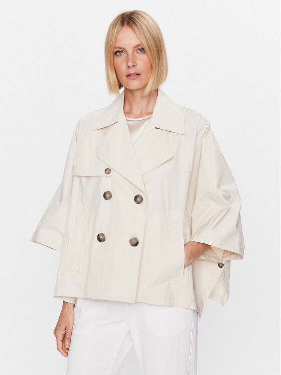 Peserico Trench S21374 Écru Relaxed Fit