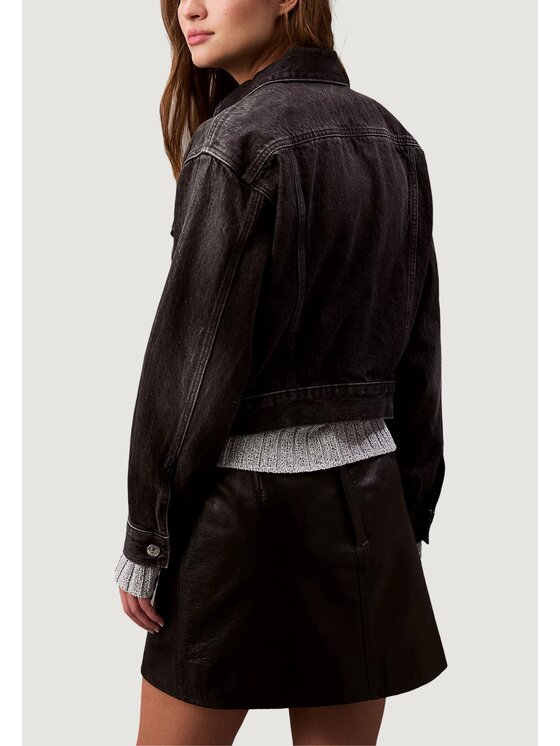 Calvin Klein Jeans Calvin Klein Jeans Μπουφάν δερμάτινο 90s TRUCKER BLACK FO Μαύρο Casual Fit