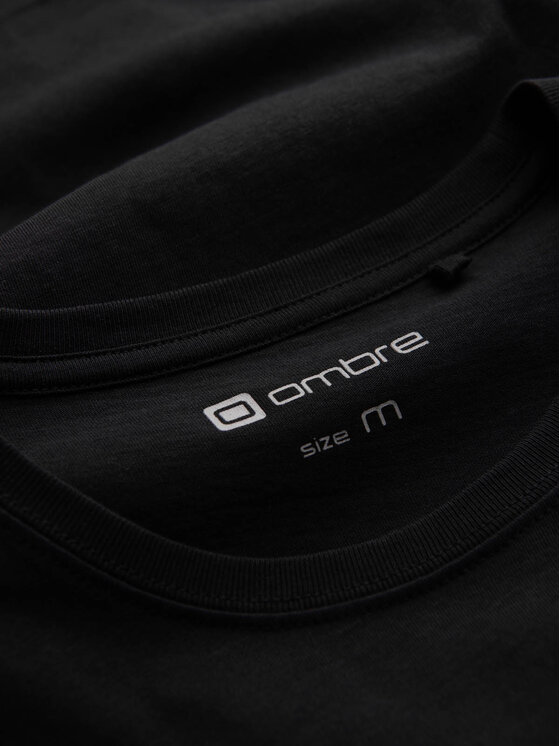 Ombre Ombre T-Shirt OM-TSPT-0166 Czarny Regular Fit